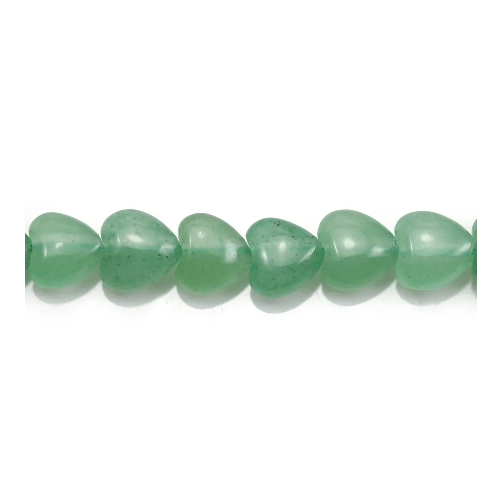 Aventurine verte, en forme de cœur plat, 8mm x 38cm