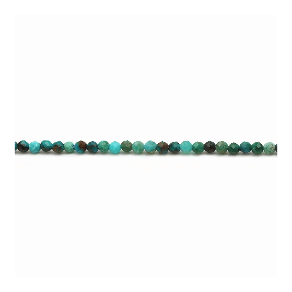 Chrysocolle, de forme ronde facetté, de taille 2mm x 40cm