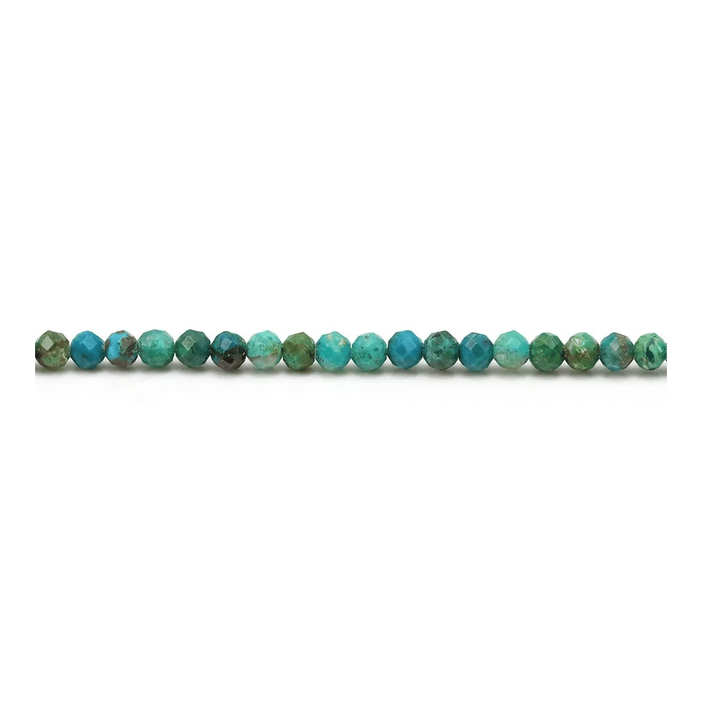 Chrysocolle, de forme ronde facetté, de taille 3mm x 40cm