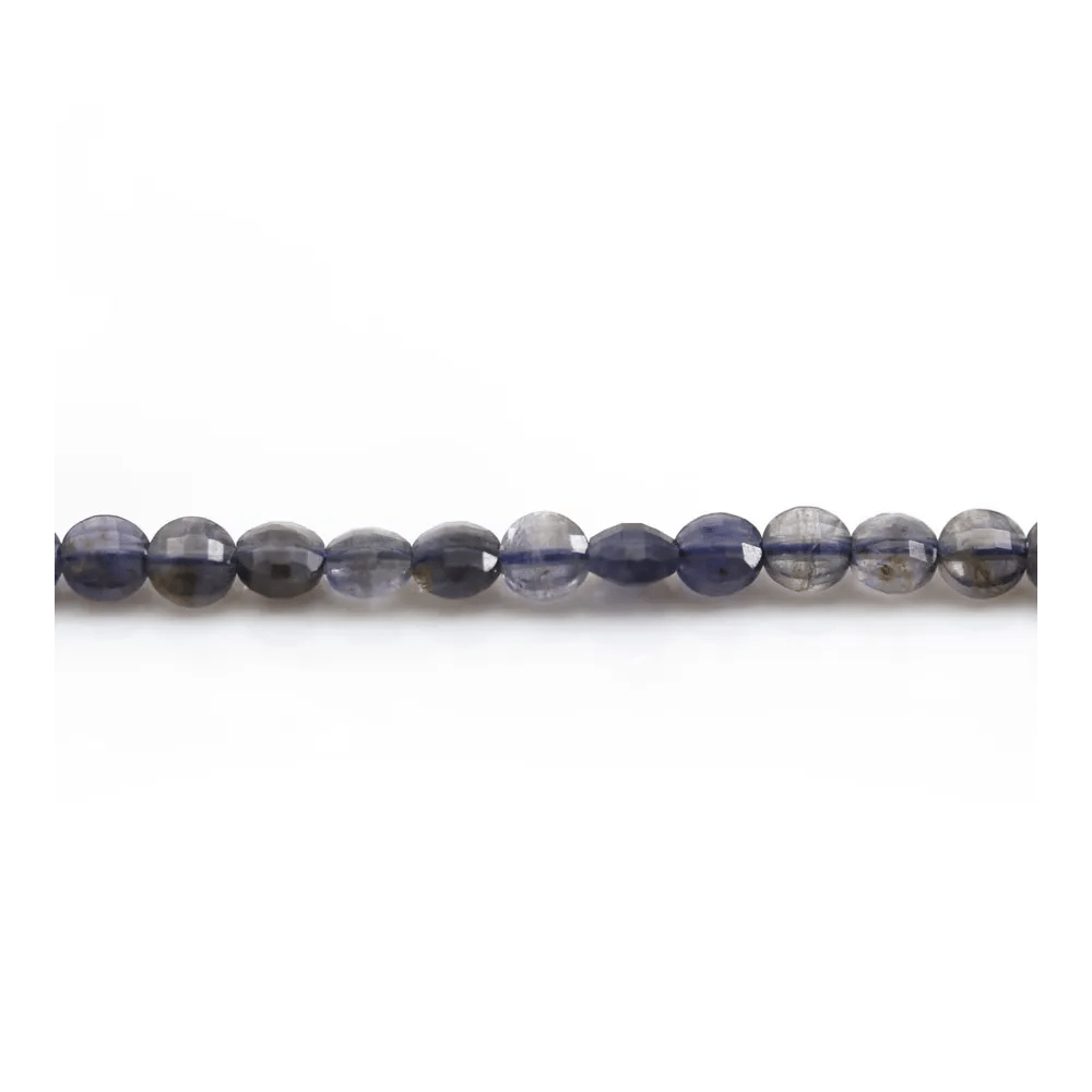 Cordierite (Iolite) de couleur violet, de forme rond plat facette, 4mm x 39cm