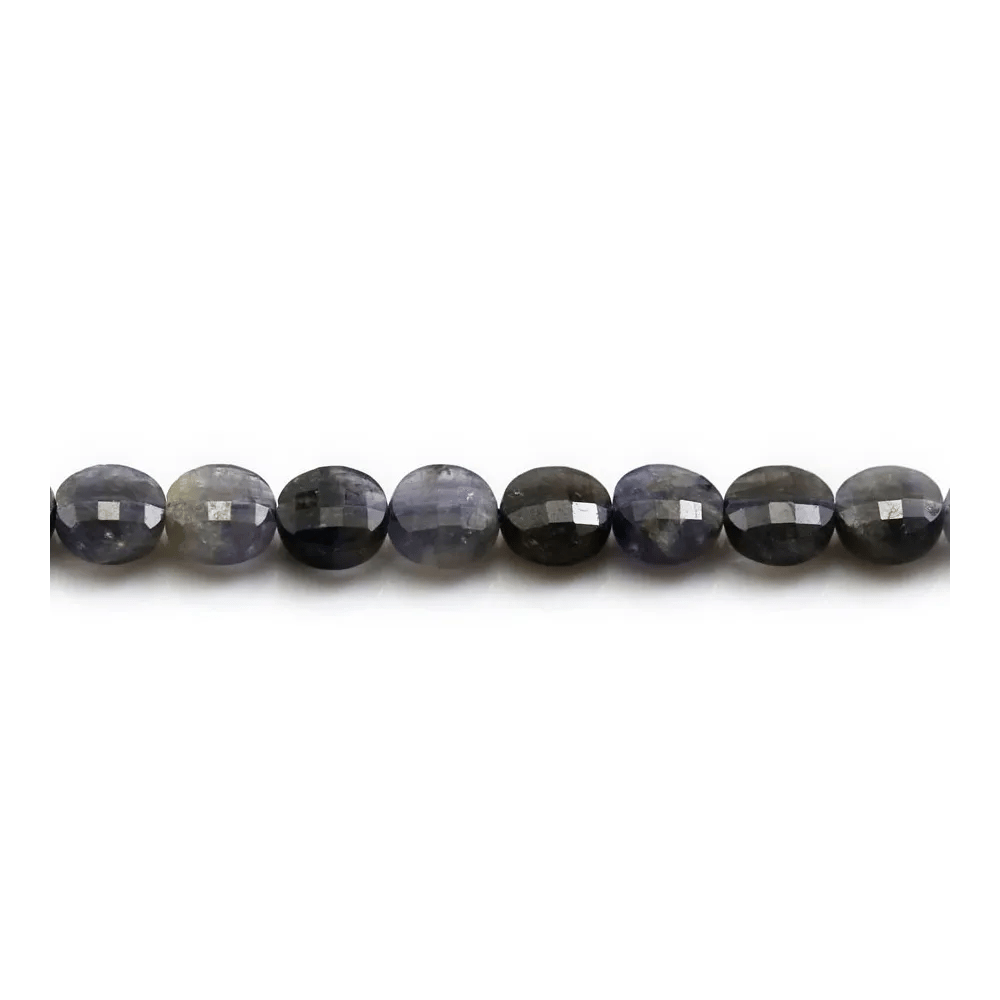 Cordiérite (Iolite) de forme rond plat facette, 6mm x 39cm