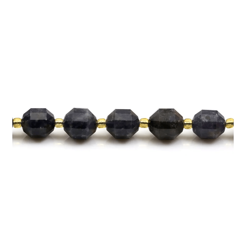 Cordiérite (Iolite),en forme d'octogonal facette sur fil 10mm x 40cm