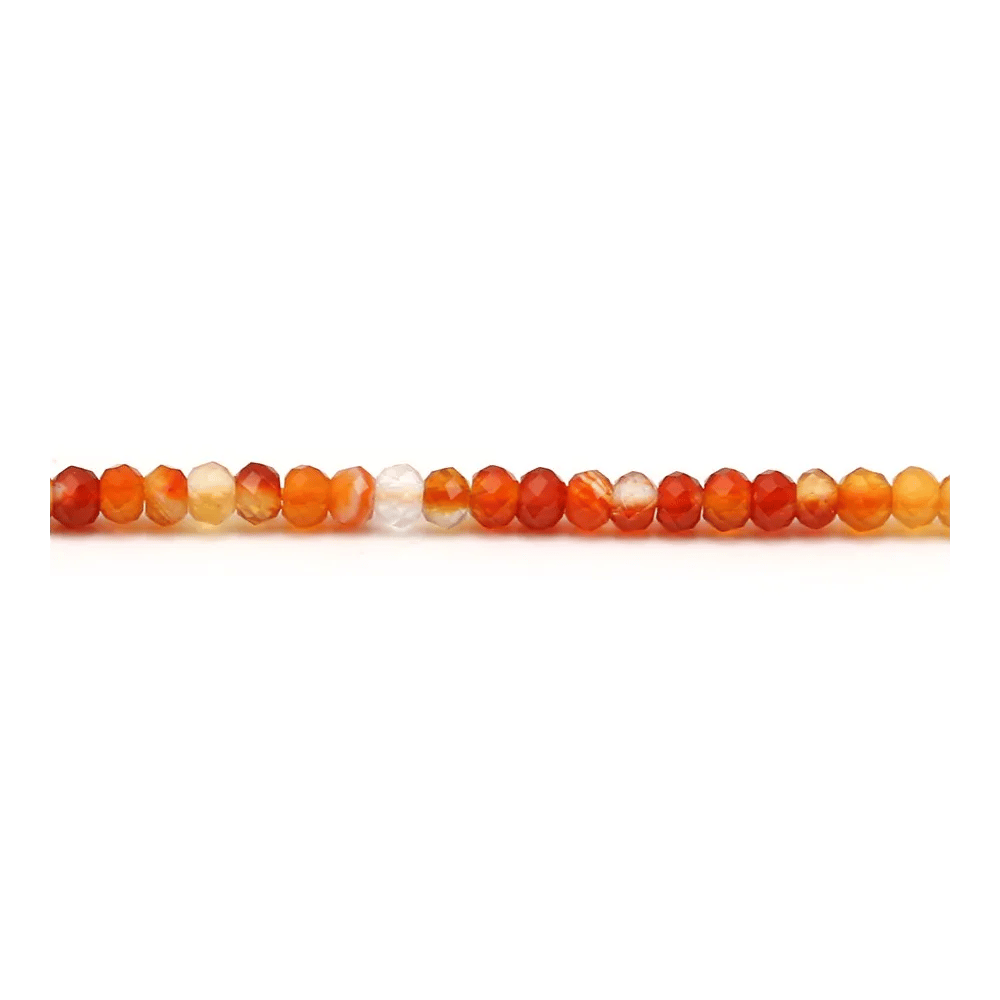 Cornaline orange en forme de rondelle facetté, de taille 2x3mm x 39cm