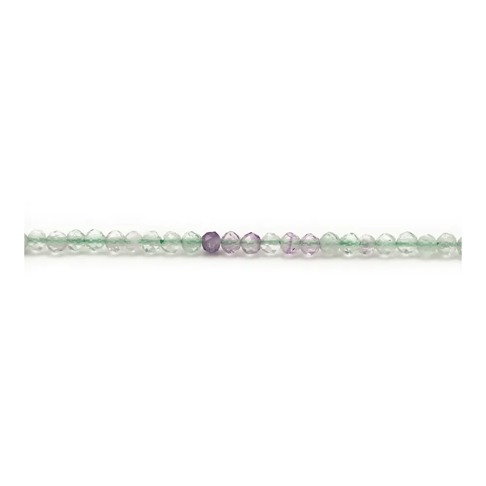 Fluorite multicolore, de forme ronde facetté, 2mm x 39cm