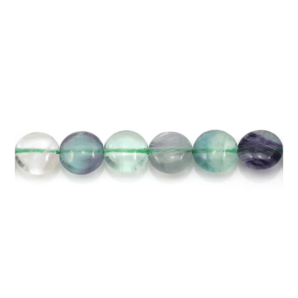 Fluorite de forme ronde plate 8mm x 6pcs