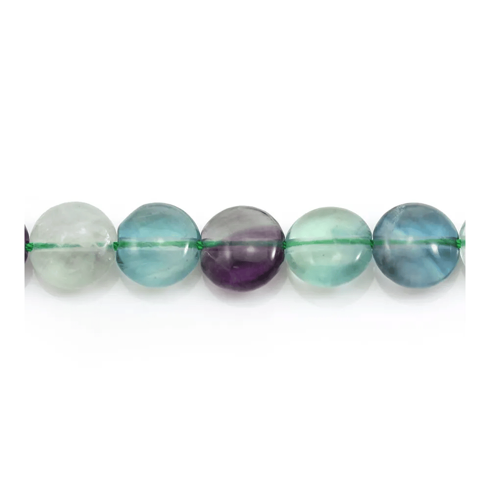 Fluorite in flat round shape, 10mm x 4pcs