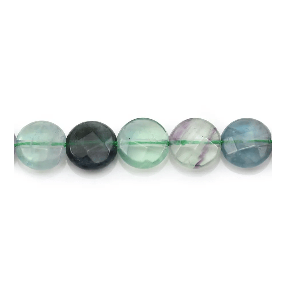 Fluorite de forme ronde plate facette 10mm x 2pcs