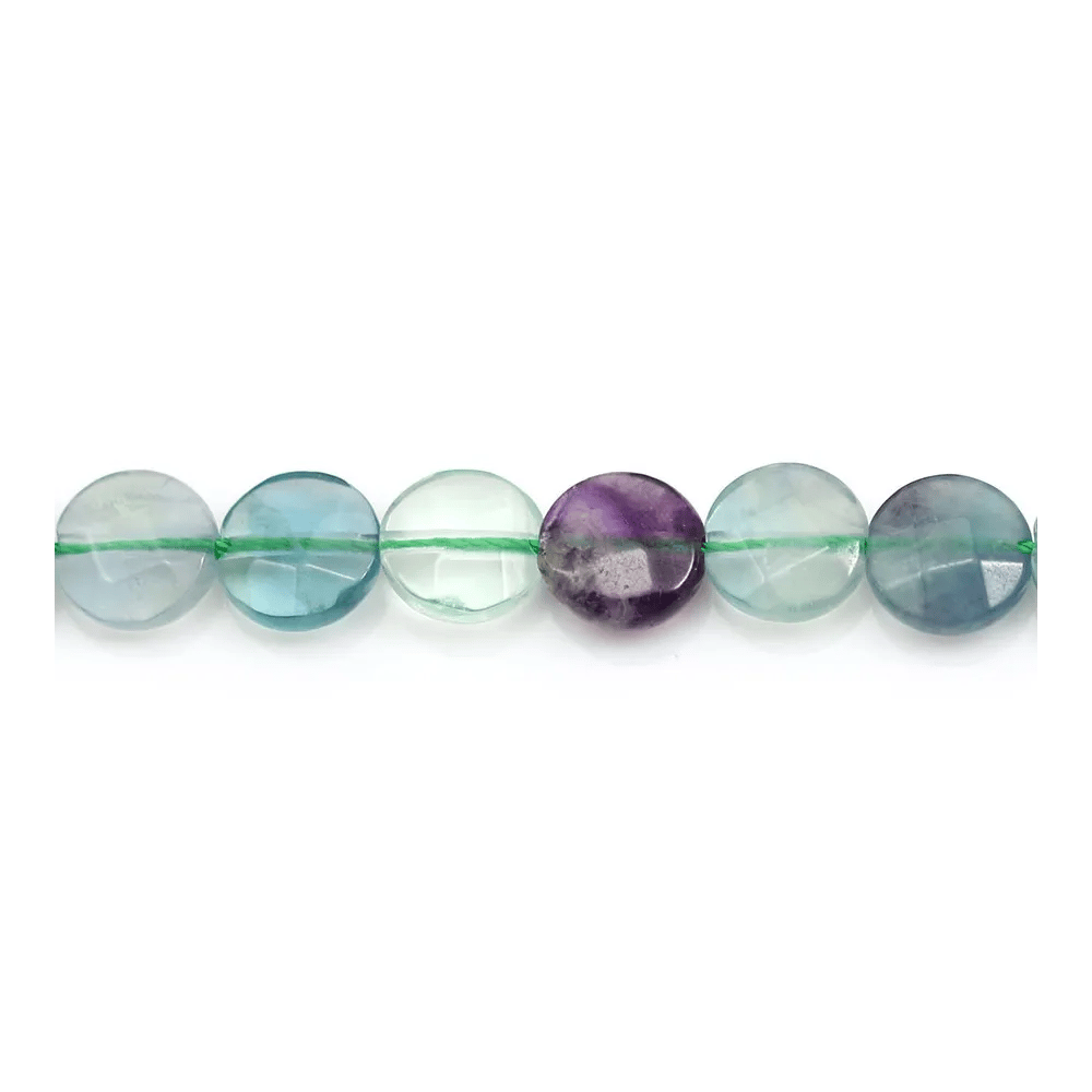 Fluorite de forme ronde plate facette 8mm x 4pcs