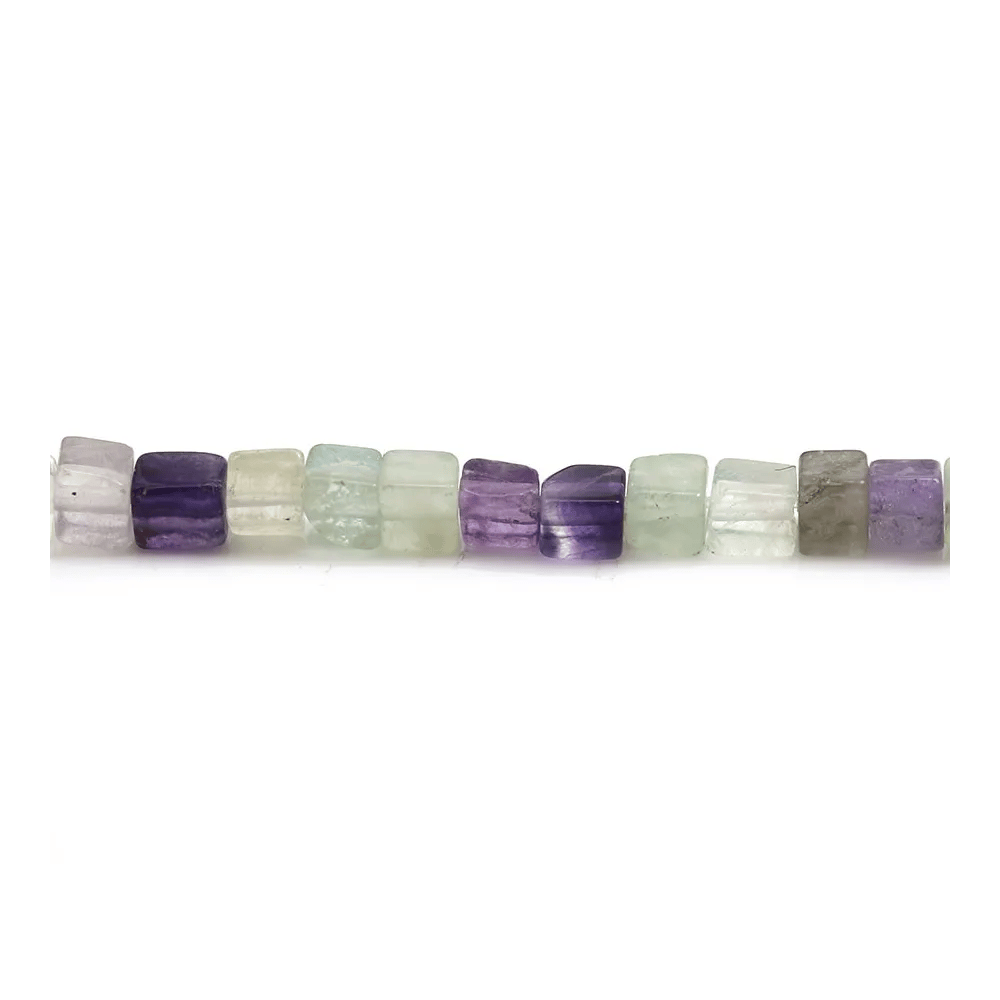 Fluorite multicolore, en forme de carré, 4mm x 40cm
