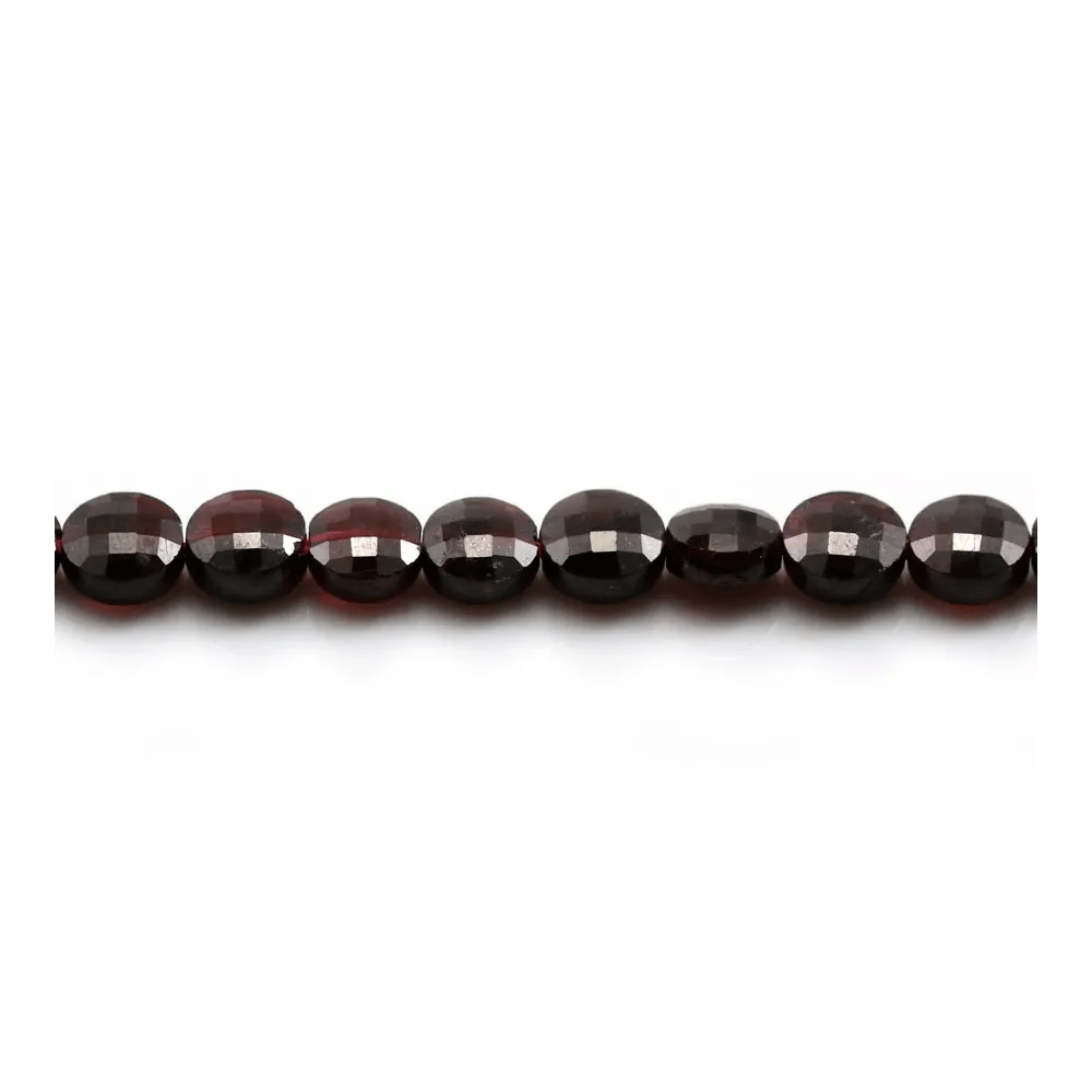 Grenat rond plat facette 6mm x 6pcs