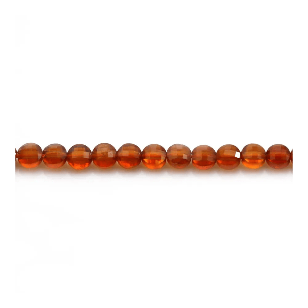 Hessonite rond plat  facette 4mm x 40cm