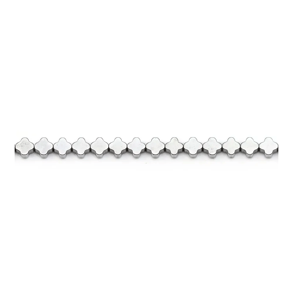 Hématite argenté trèfle 4mm x 40cm