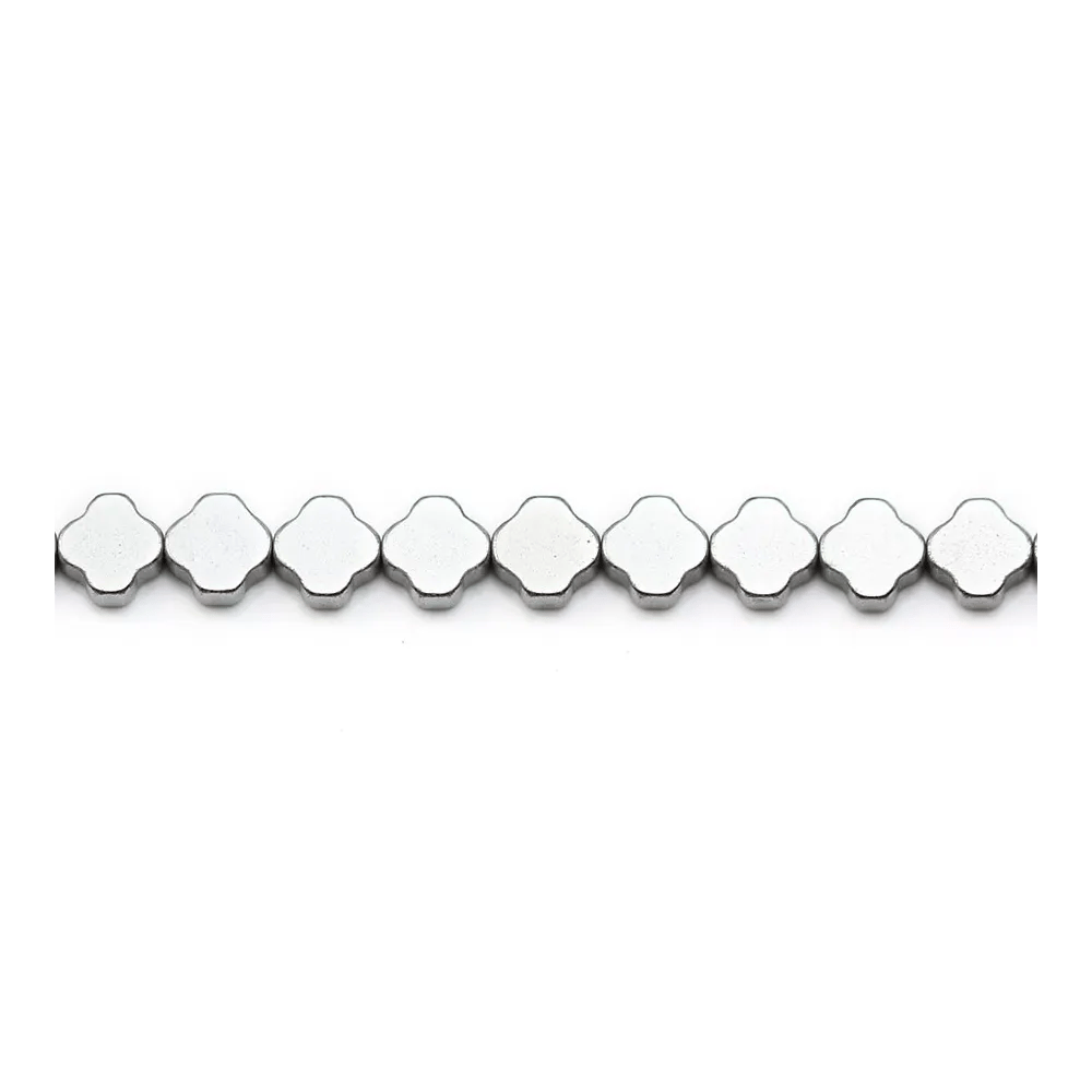 Hématite argenté trèfle 6mm x 40cm