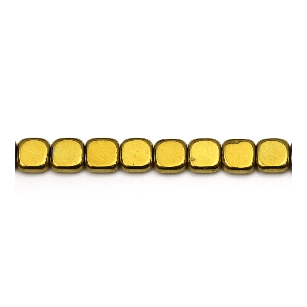 Hématite dorée de forme carré, mesurant 6mm x 40cm