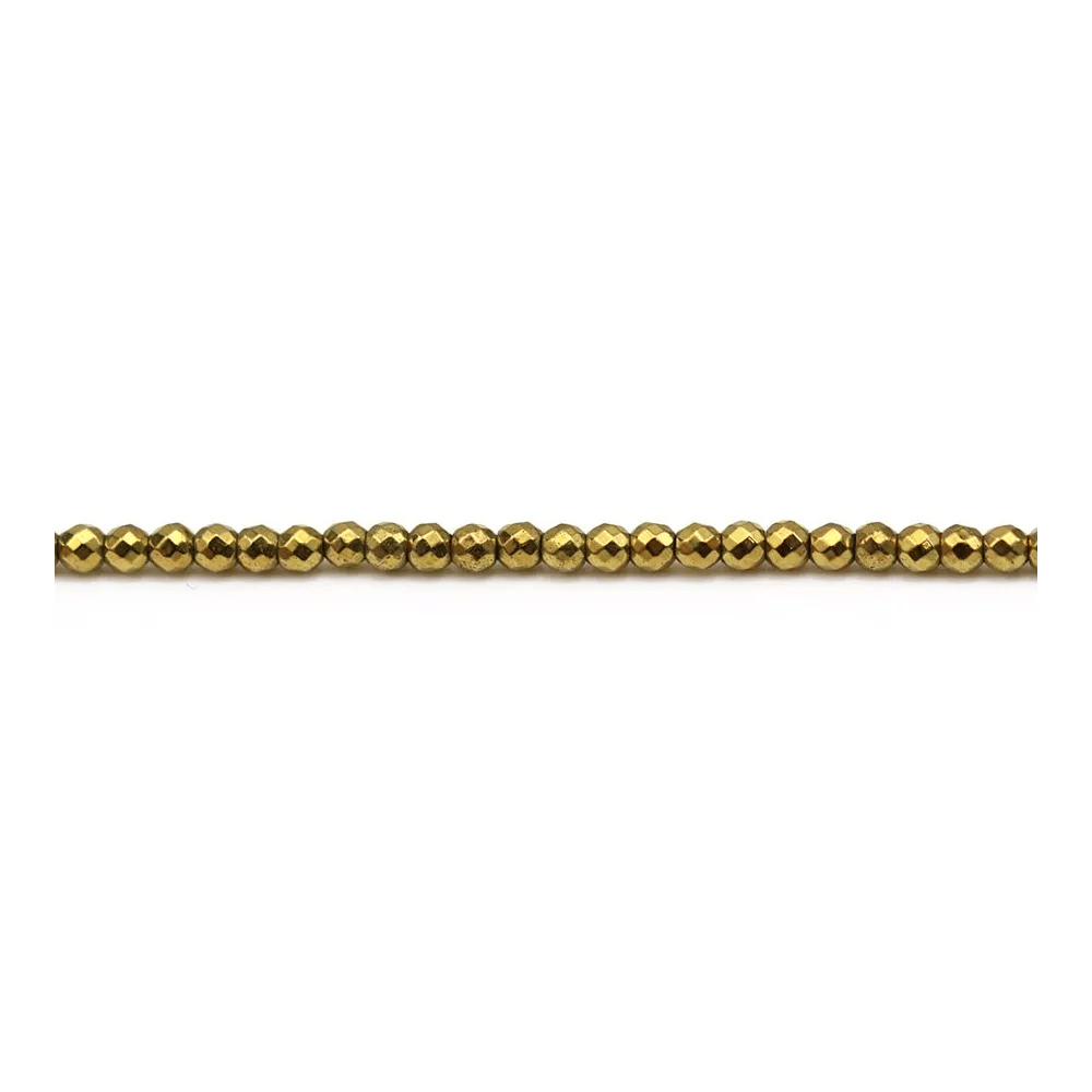 Hématite dorée ronde facette 2mm x 40cm