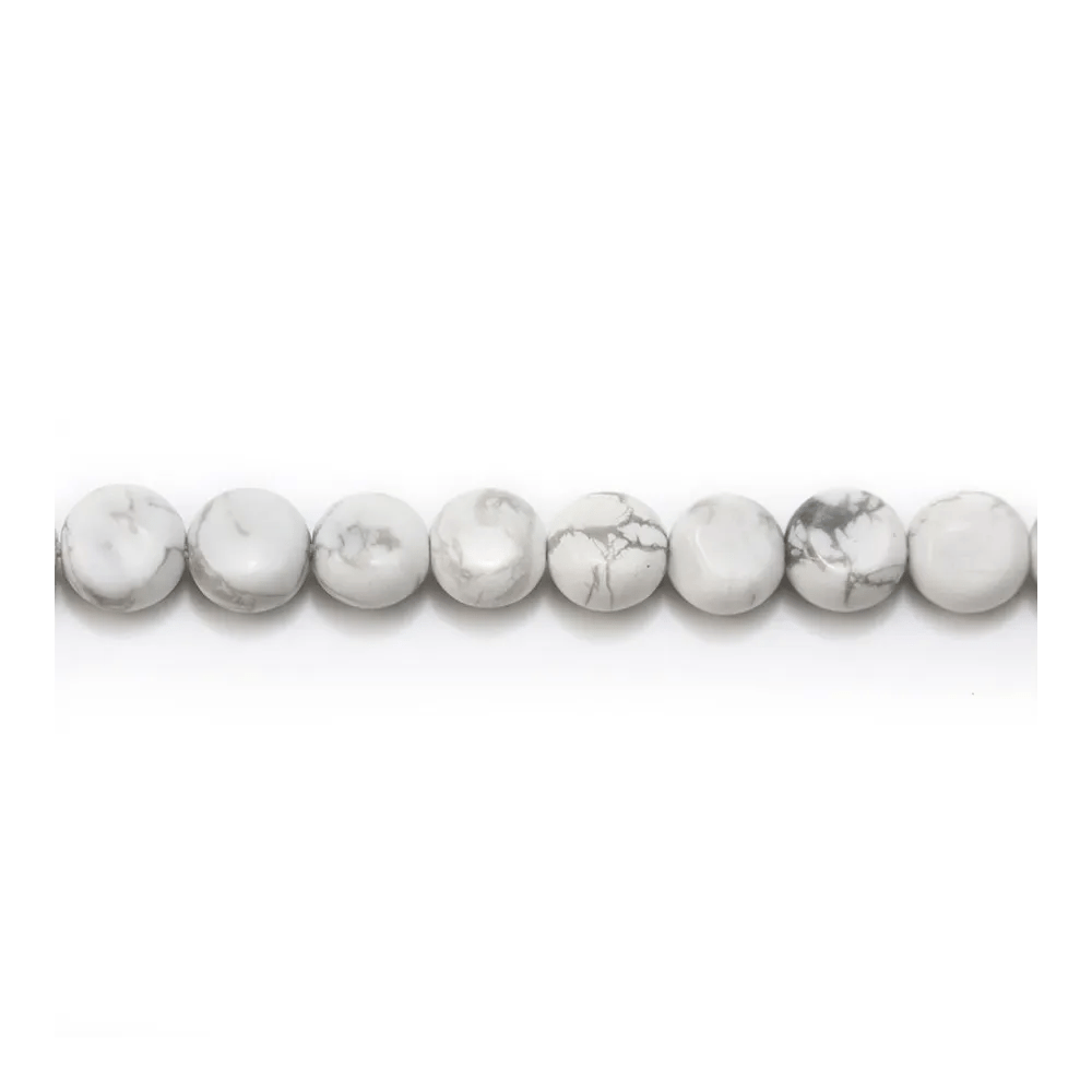 Howlite blanche, de forme ronde et plate, 6mm x 40cm