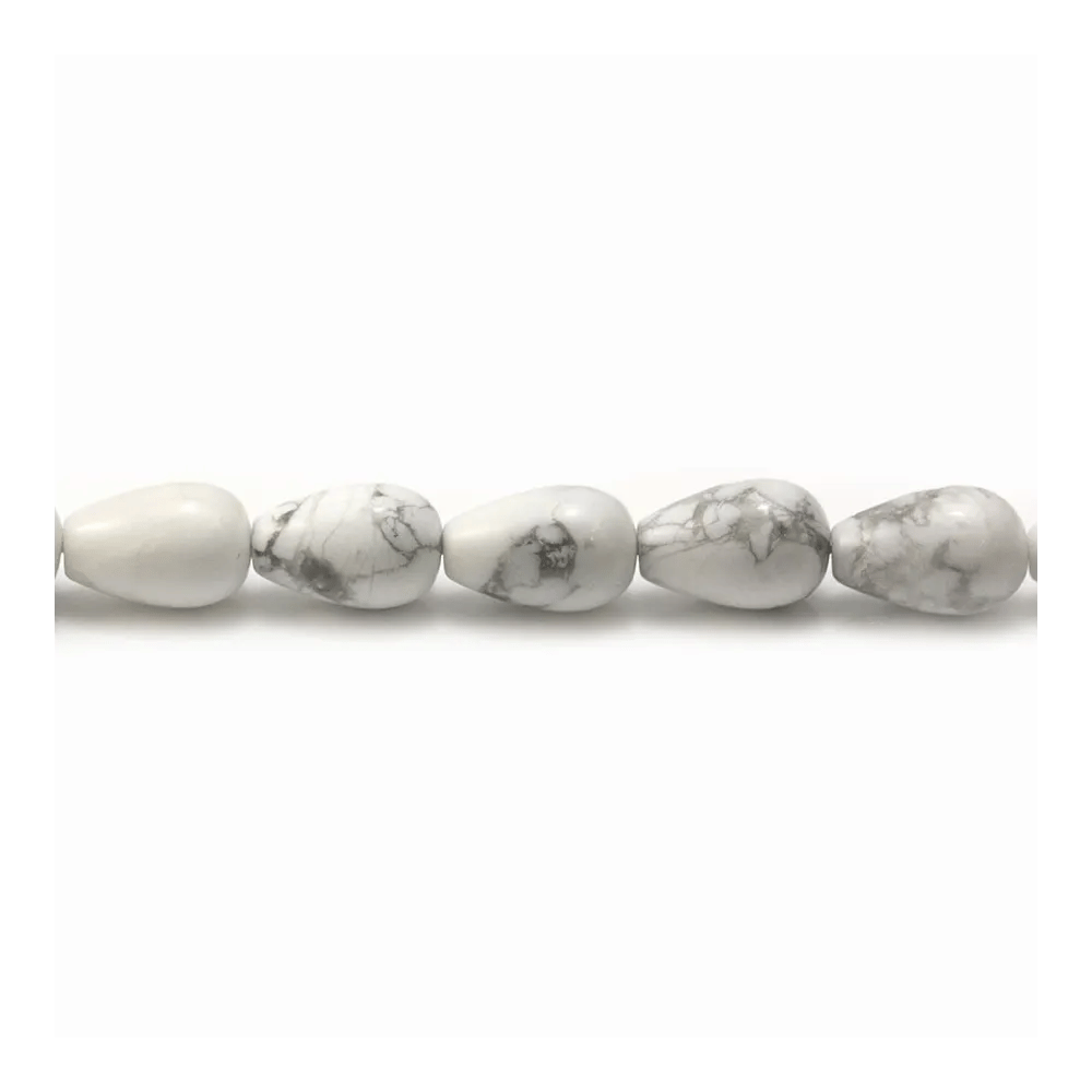 Howlite, en forme de goutte ronde lisse, 8 * 12mm x 4pcs
