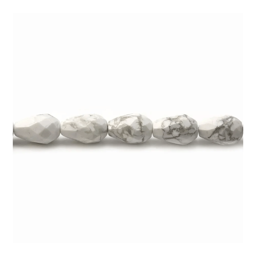 Howlite, en forme de goutte ronde facetté, 8 * 12mm x 4pcs