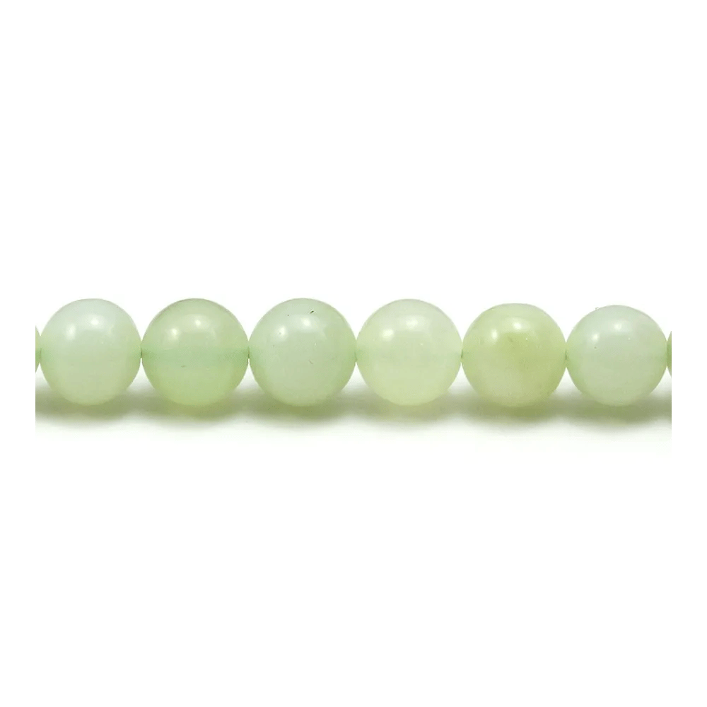 Jadeite de forme ronde, mesurant 8mm x 40cm
