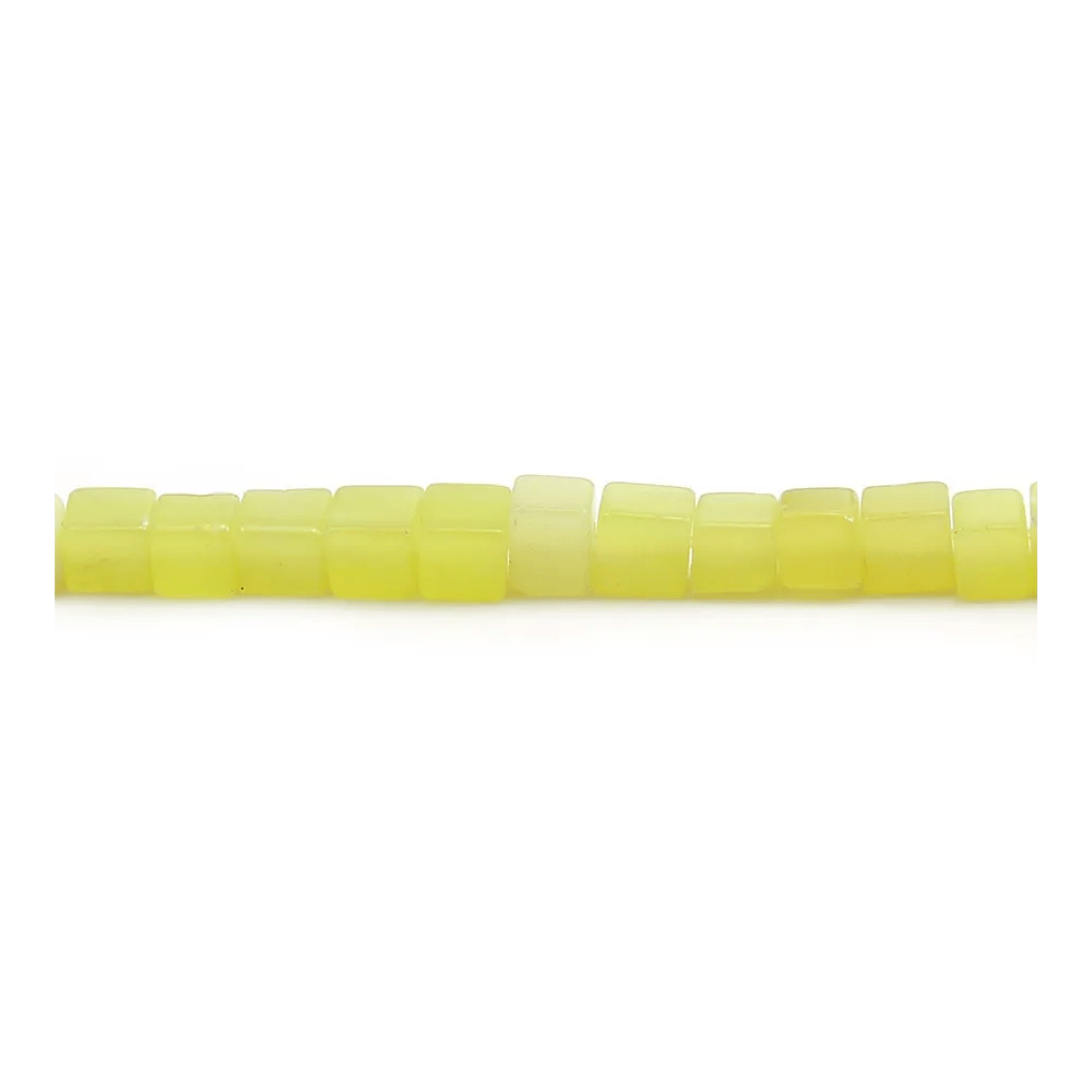 Jade lemon color, in shape of a square, 4mm x 39cm