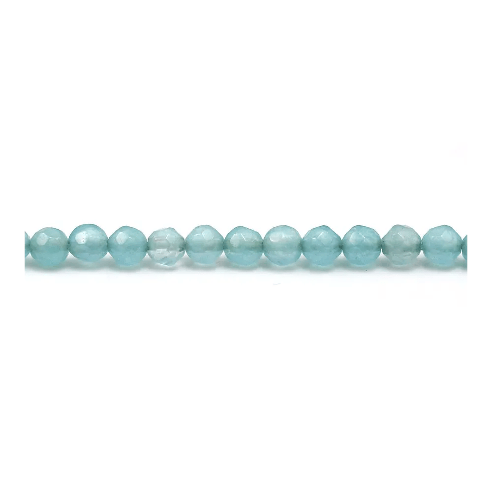 Jade Teinté bleu ciel rond facette 4mm x 40cm