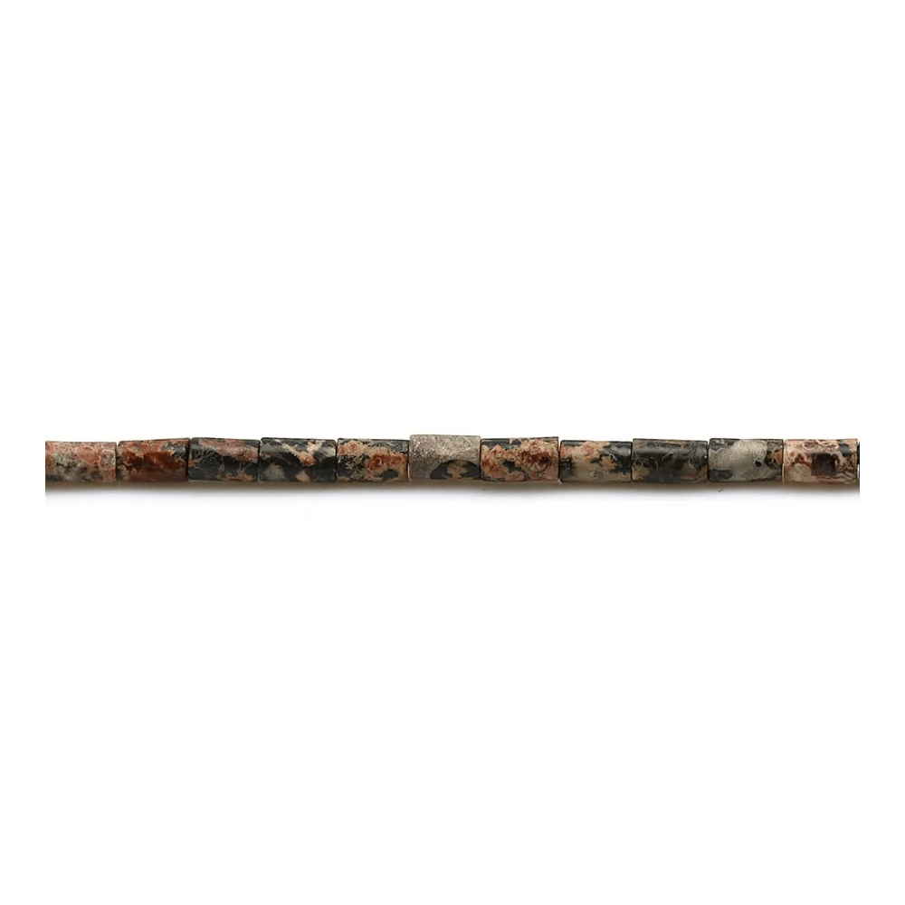 Jaspe peau de léopard rouge, en forme de tube 2x4mm x 40cm