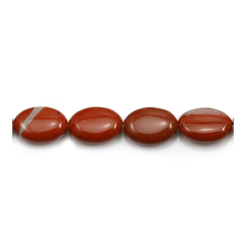 Jasper in red color, in the shape of a oval 10x14mm x 4pcs