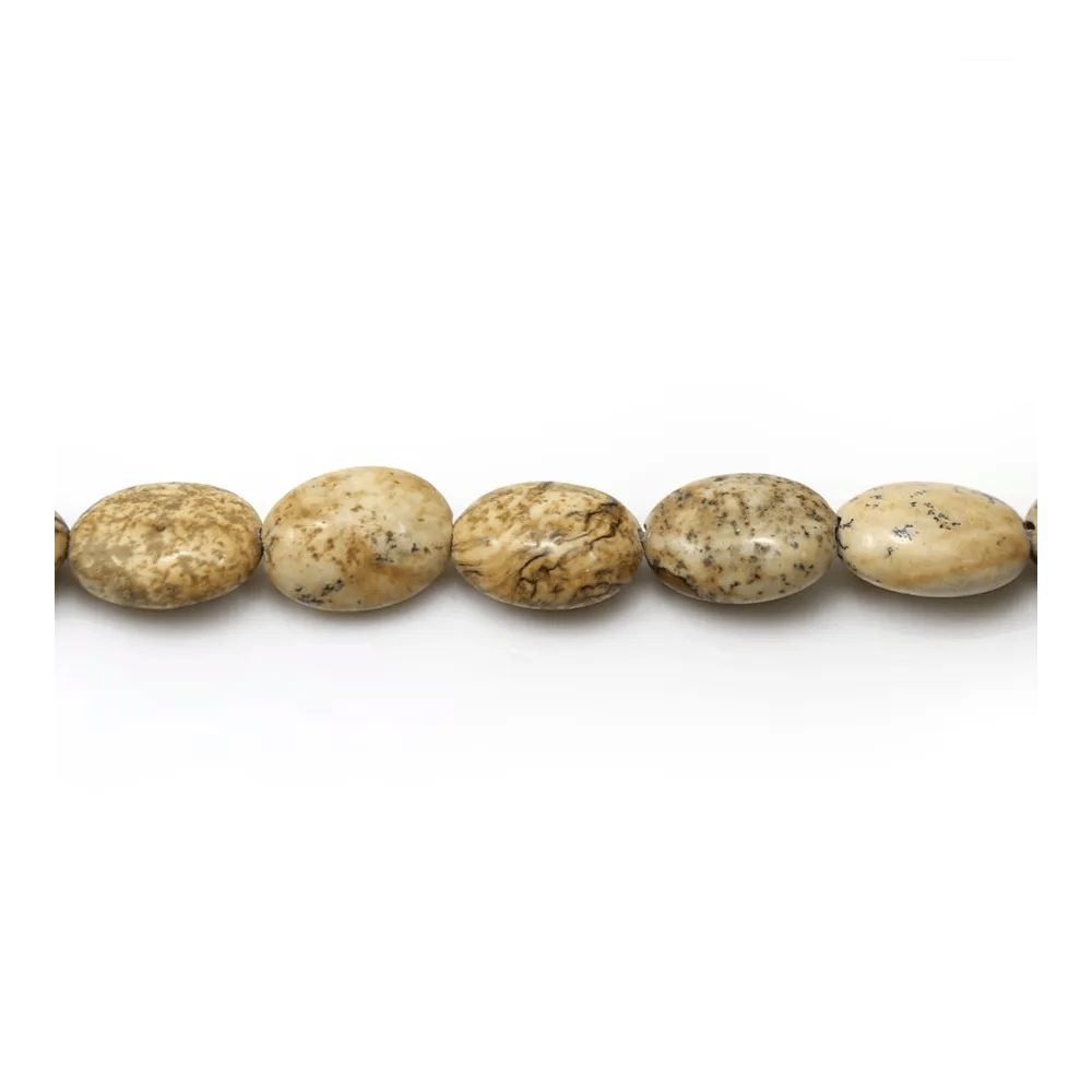 Jaspe paysage, de forme ovale, 10 * 14mm x 4pcs