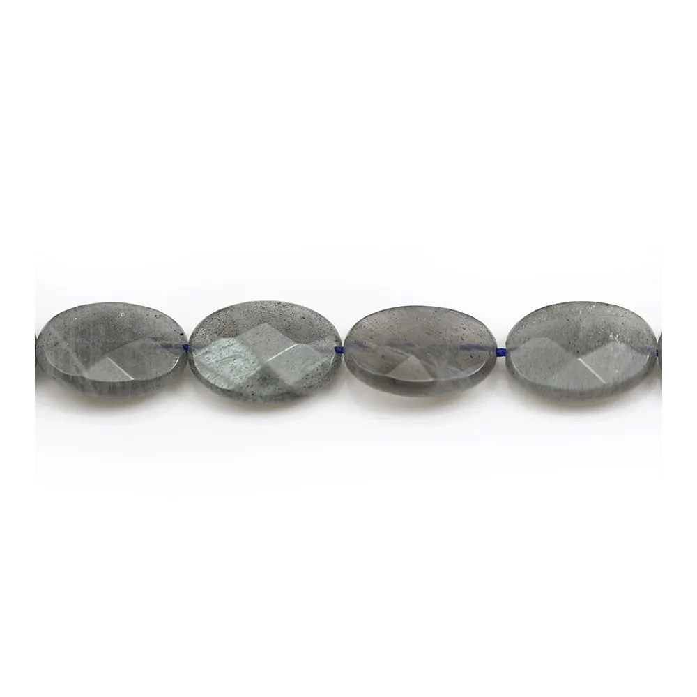 Labradorite gris de forme ovale facetté 13x18mm x 39cm