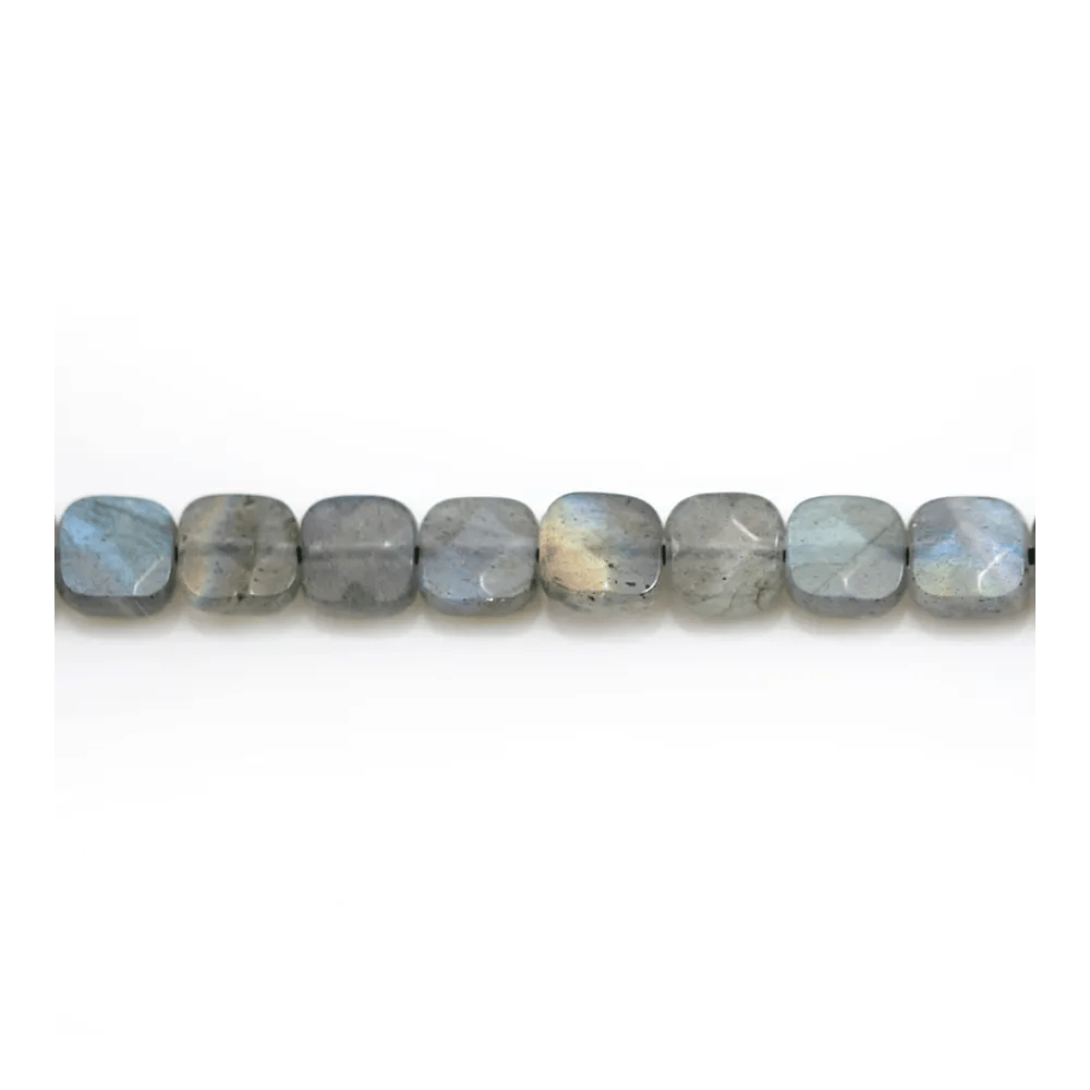 Labradorite grise en forme de carré facetté 6mm x 4 st