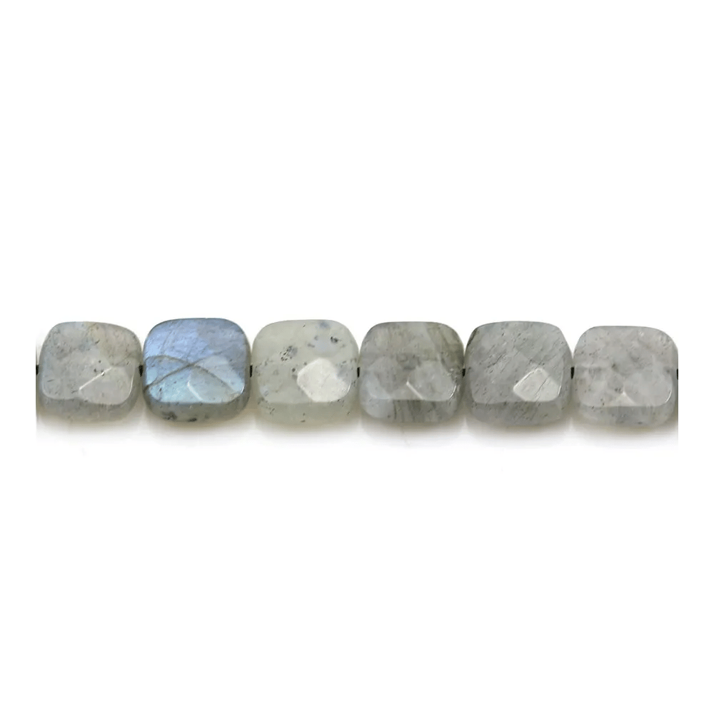 Labradorite grise, en forme de carré facetté, 8mm x 4pcs