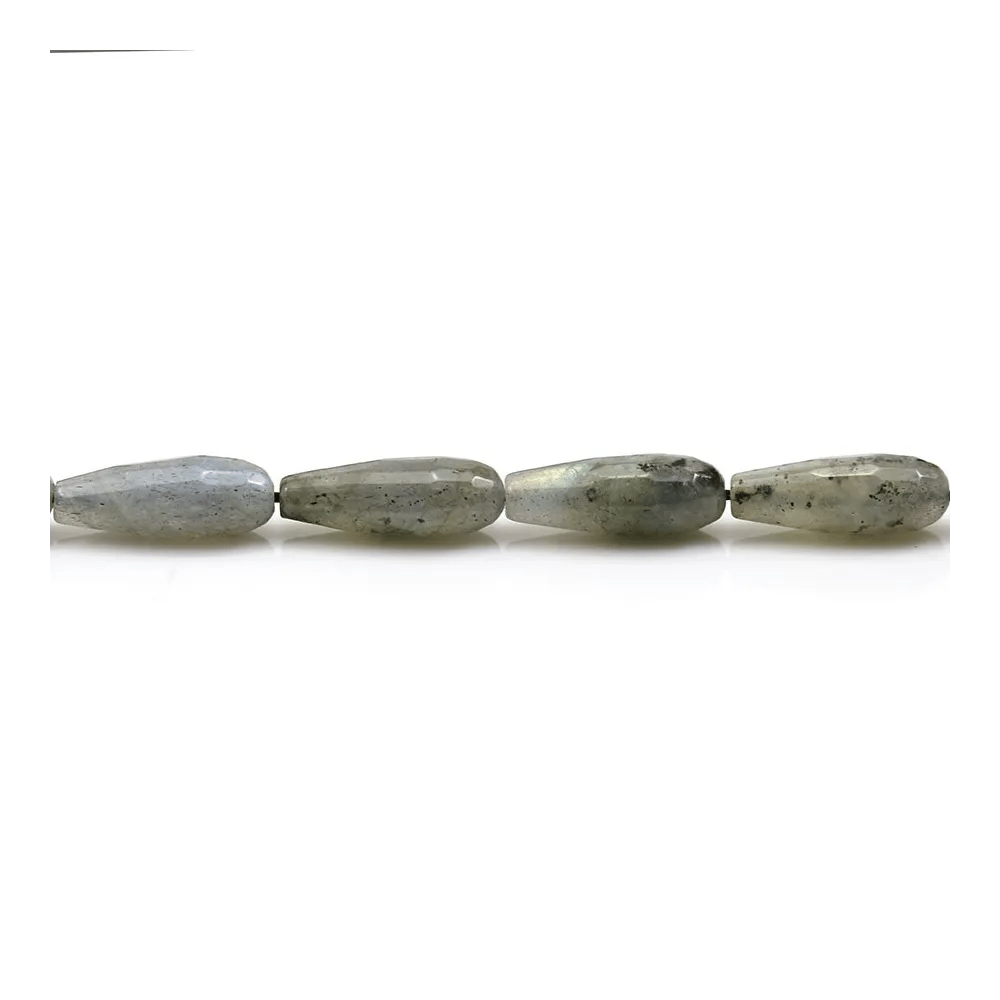 Labradorite grise, en forme de goutte facetté, 6 * 16mm x 40cm