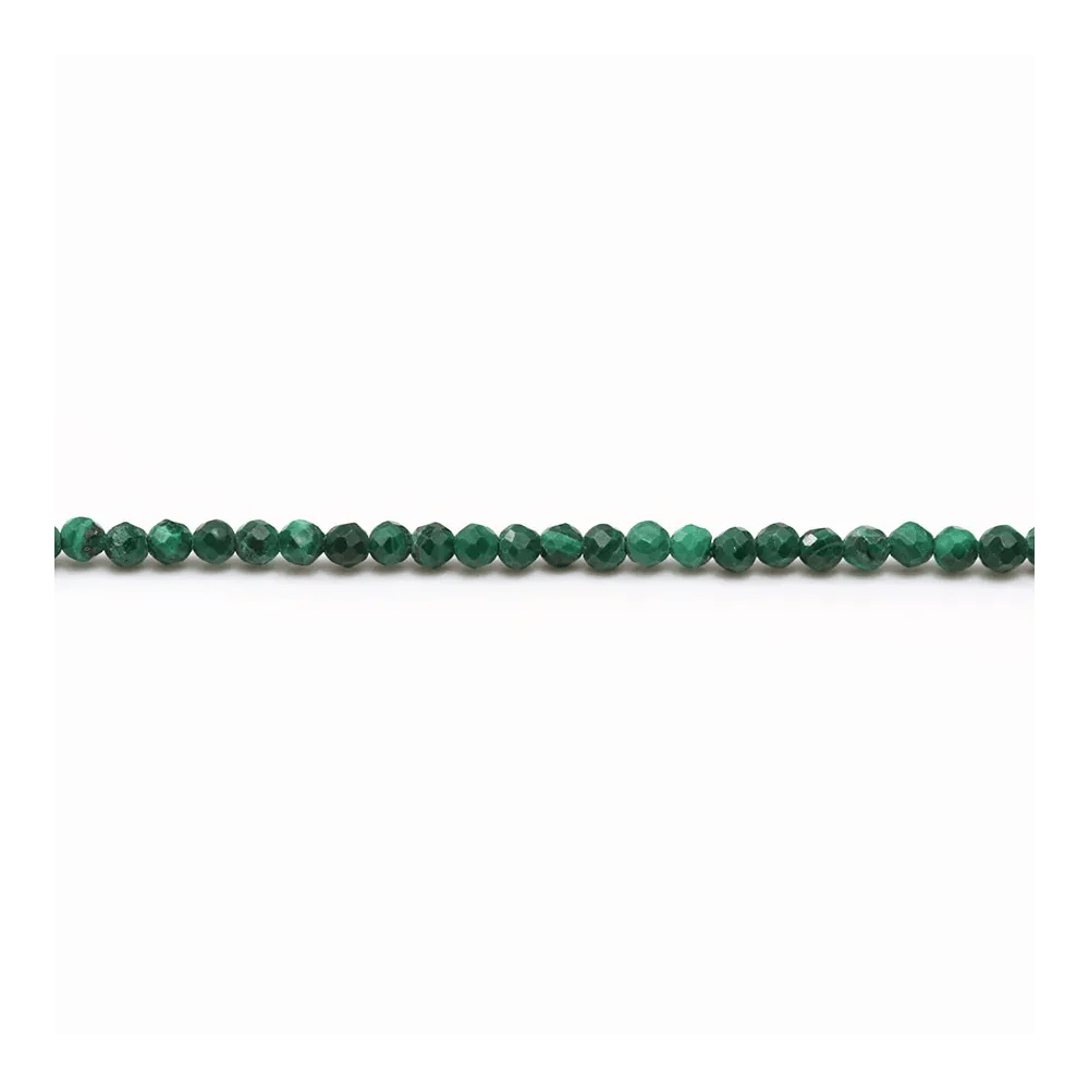 Malachite, de forme ronde et facetté, 2mm x 38cm