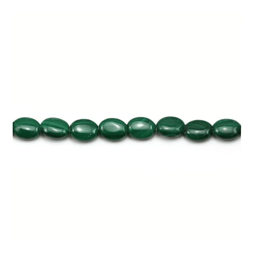 Malachite verte, de forme ovale, et de taille 6x8mm x 40cm