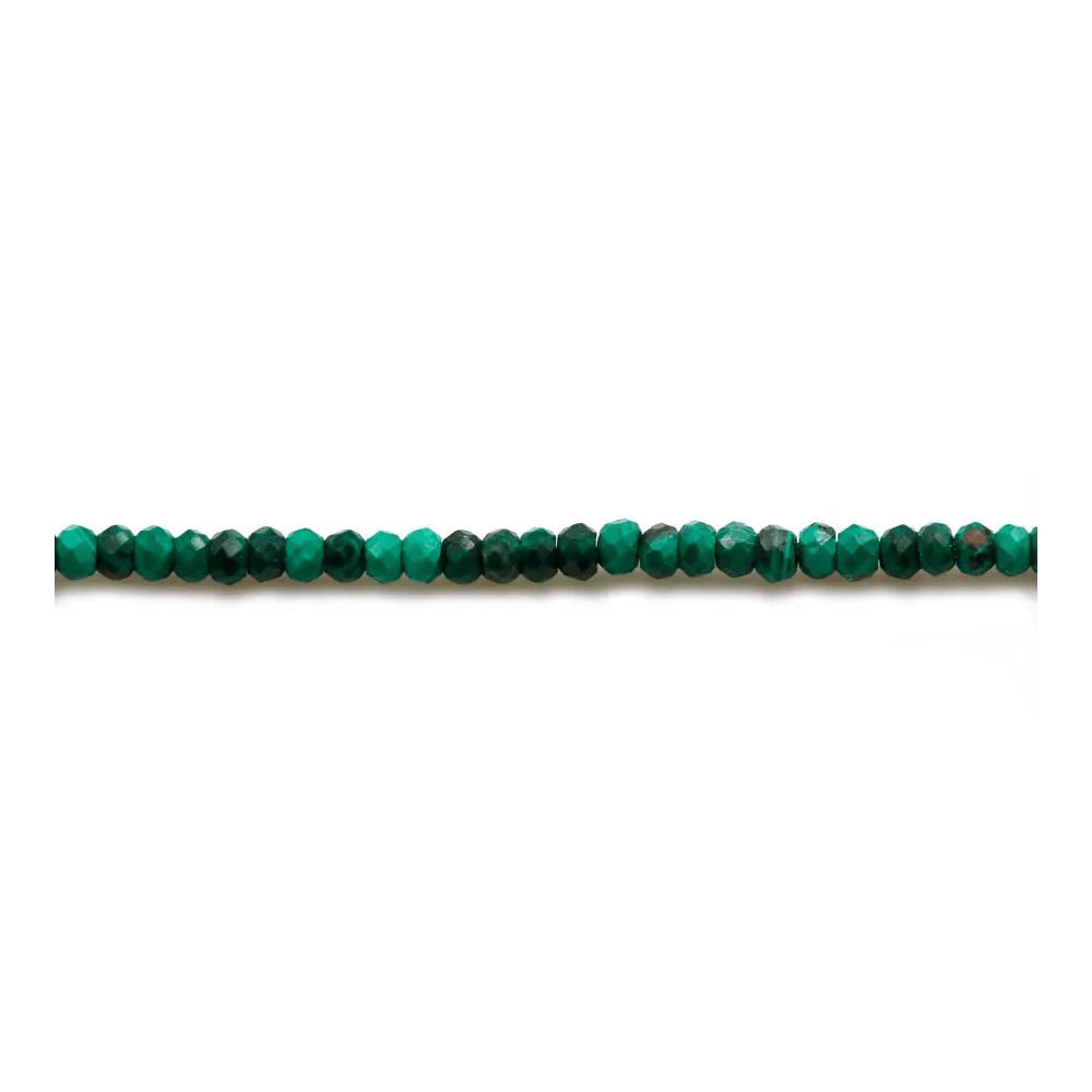 Malachite, de forme rondelle et facetté, 1.5x2mm x 39cm