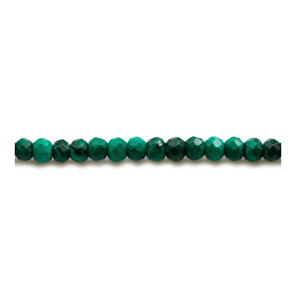 Malachite, de forme rondelle et facetté, 2.5x3mm x 39cm