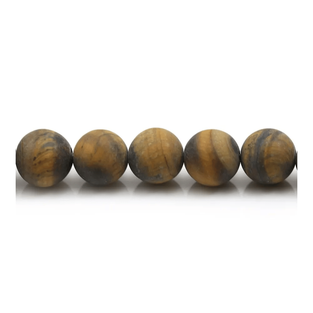 Œil de tigre matte de forme ronde 10mm x 6pcs