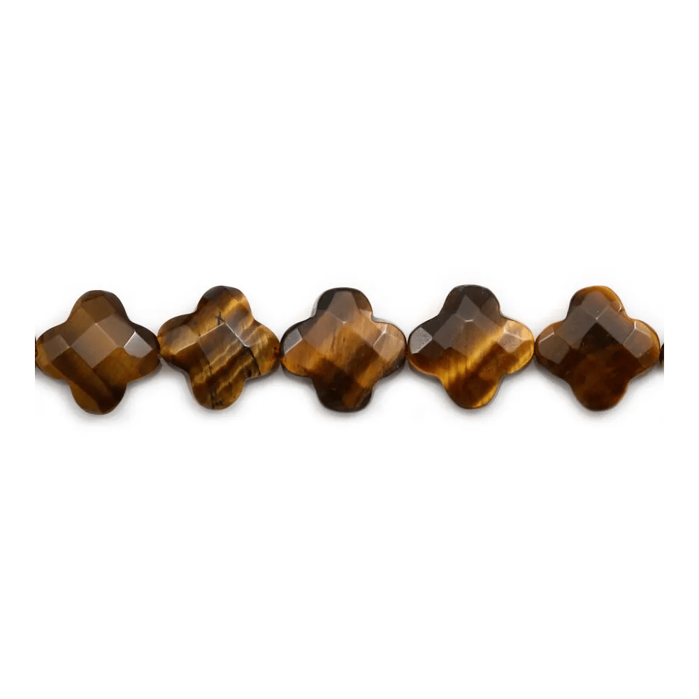 Oeil de tigre trèfle facette 13 mm   