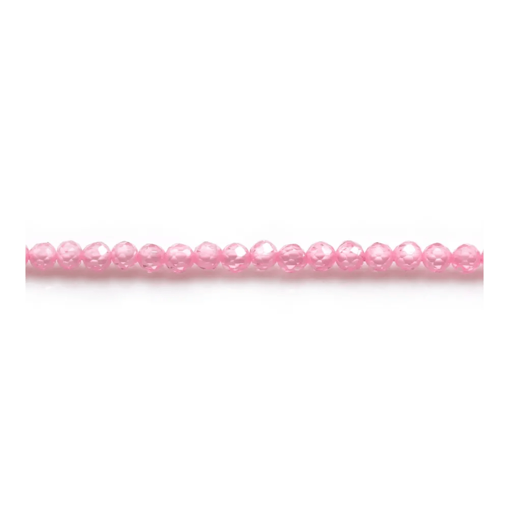 Oxyde de zirconium rose rond facette 2mm x 40cm