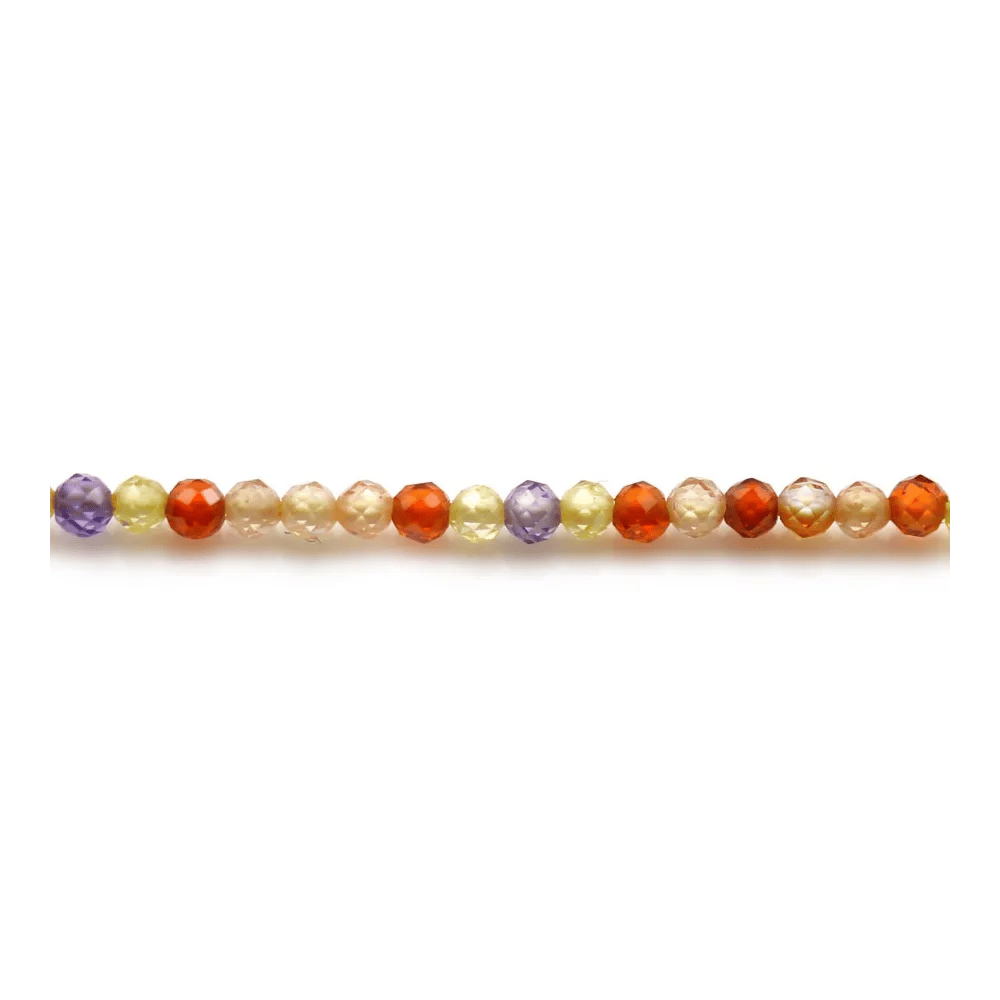 Oxyde de zirconium rond facette multicolore 2mm x 40cm
