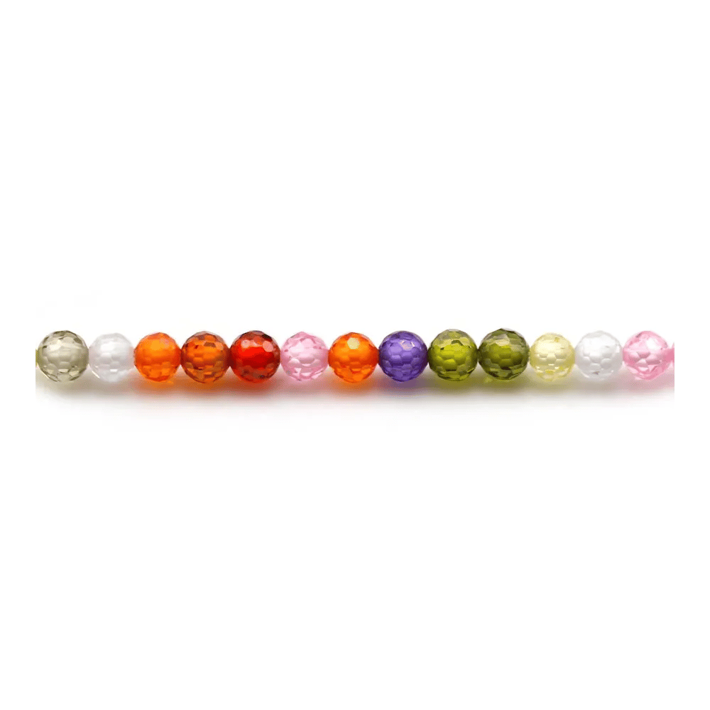 Oxyde de zirconium rond facette multicolore 3mm x 40cm