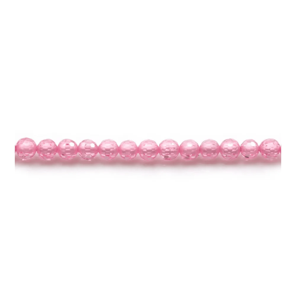 Oxyde de zirconium rond facette rosé 3mm x 40cm