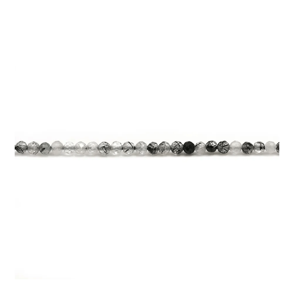 Quartz cheveux de venus, de forme ronde facetté, 2mm x 39cm