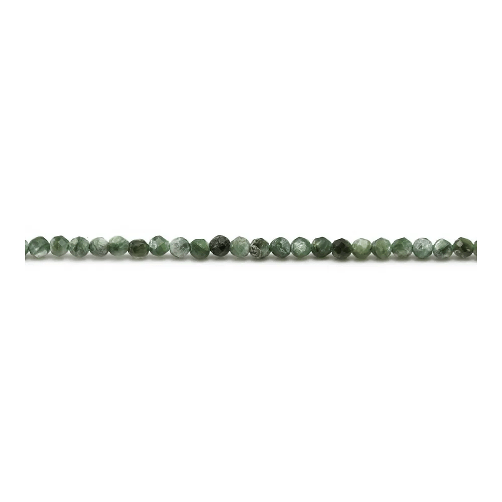 Seraphinite de couleur verte, de forme ronde facette, 2mm x 39cm
