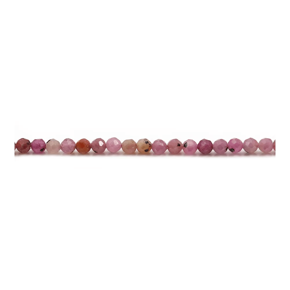 Rubis rouge, de forme ronde facetté, 3mm x 40cm