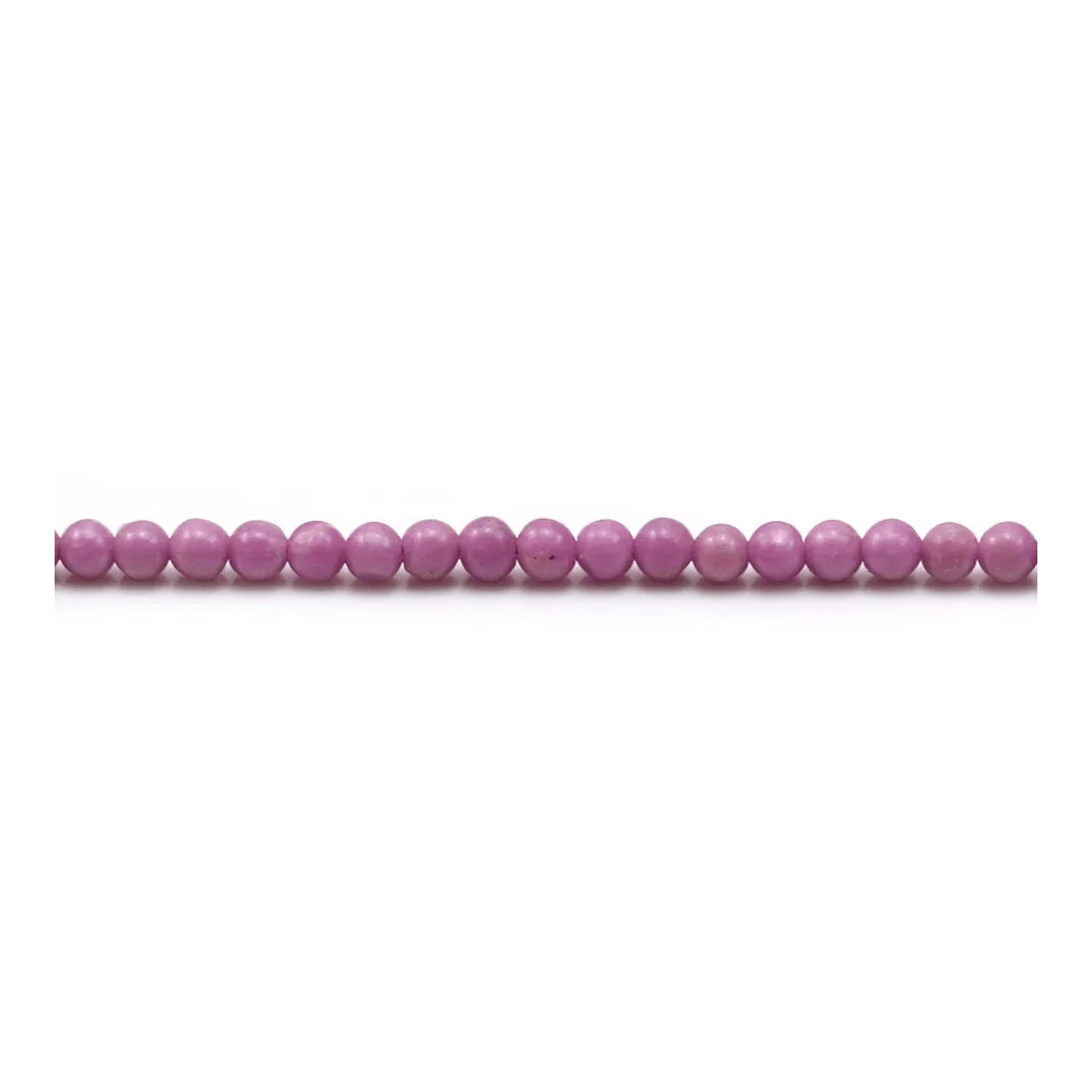 Kunzite de couleur violette, de forme ronde, 3mm x 38cm