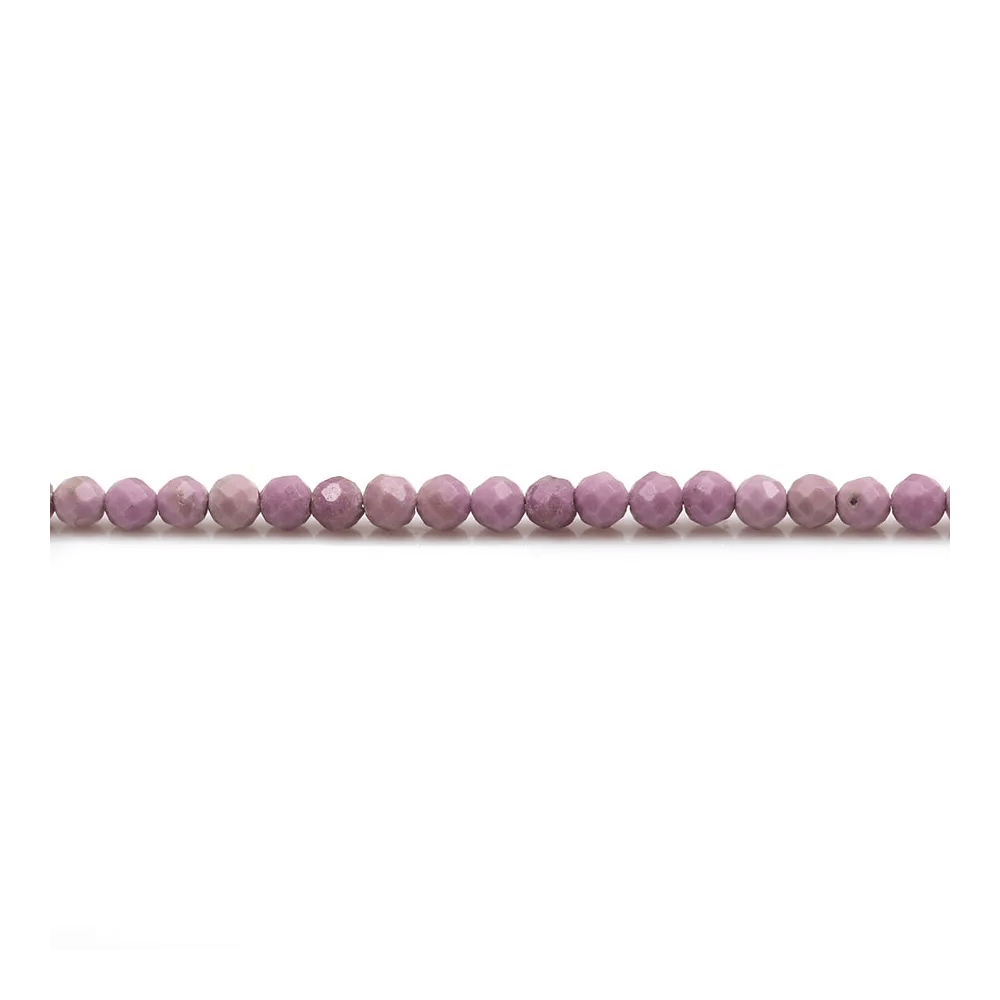Phosphosiderite violet clair, de forme ronde facetté, 3mm x 39cm