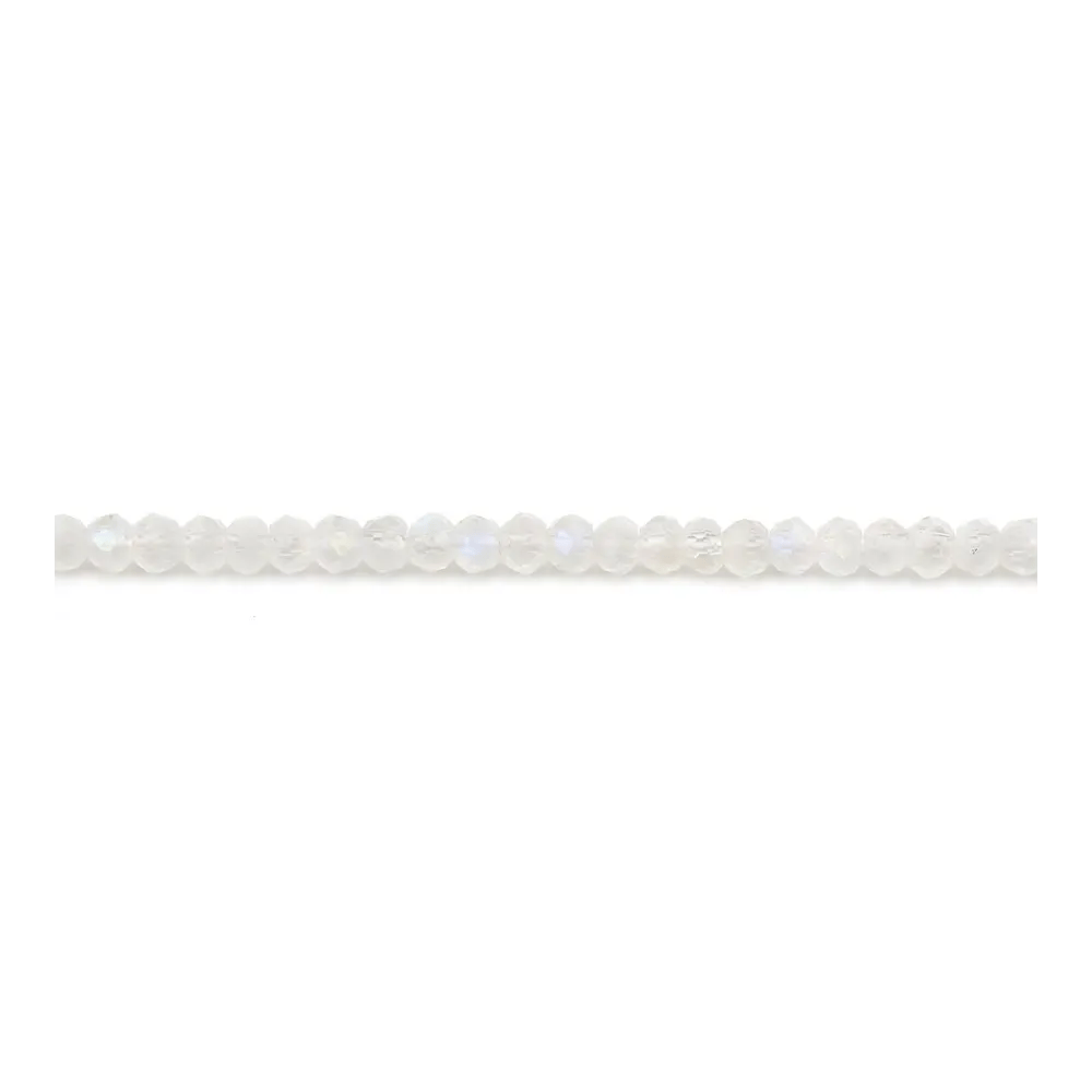 Pierre de lune en forme de rondelle facetté, de taille 2-3mm x 39cm