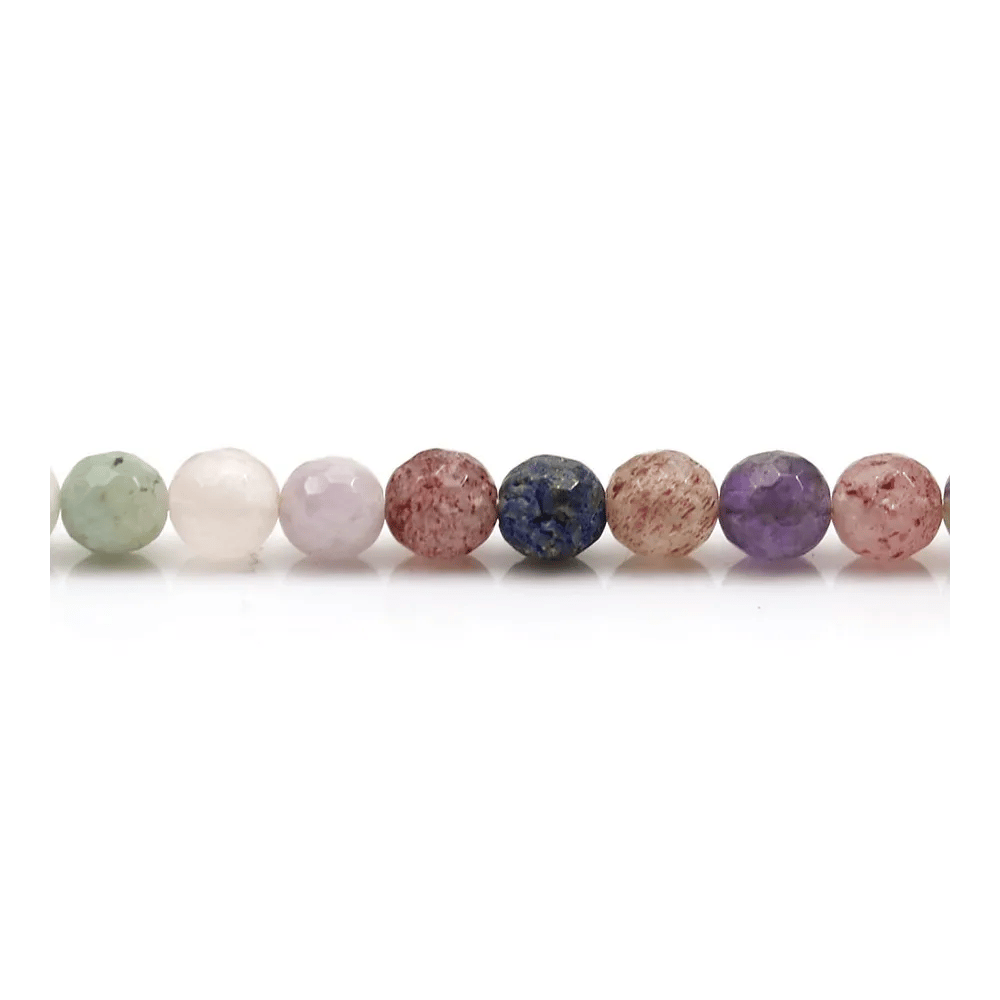 Mix of stones, in faceted round shape, 6mm x 39cm