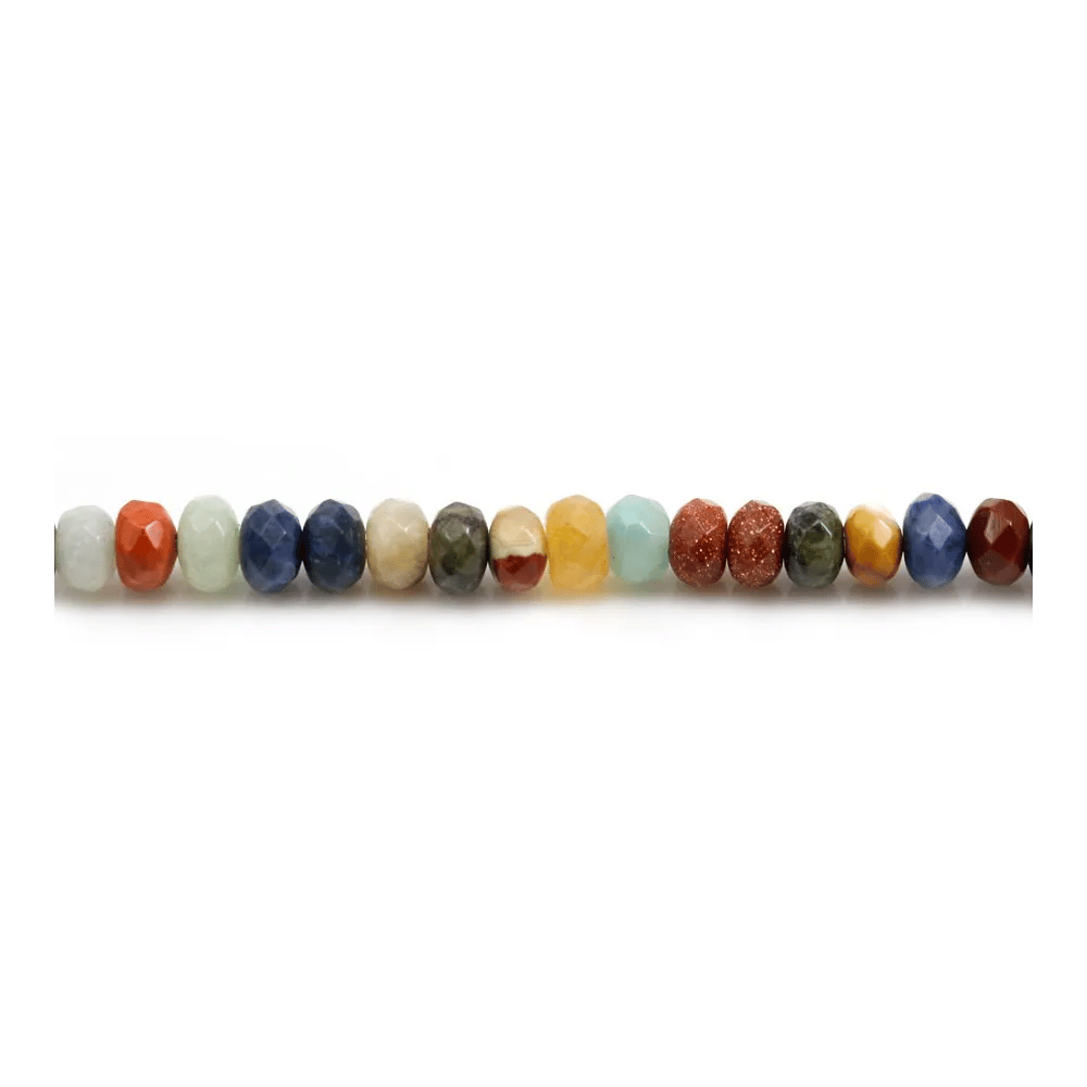 Mélange de pierres, en forme de rondelle facetté, 4 * 6mm x 39cm
